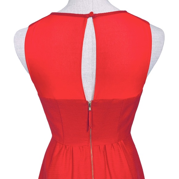 Maeve Red Dress with Sheer Panel and Criss Cross Neckline sz 0 - Picture 10 of 16